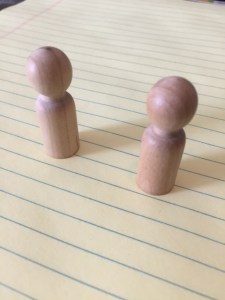 These are the prototype figures I use for games. These have been knights, museum guards, venture capitalists, and more.